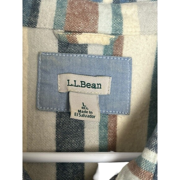 LL Bean Shirt Mens Large Flannel Serape Chamois Southwest Stripe Blanket Shacket - Picture 10 of 14